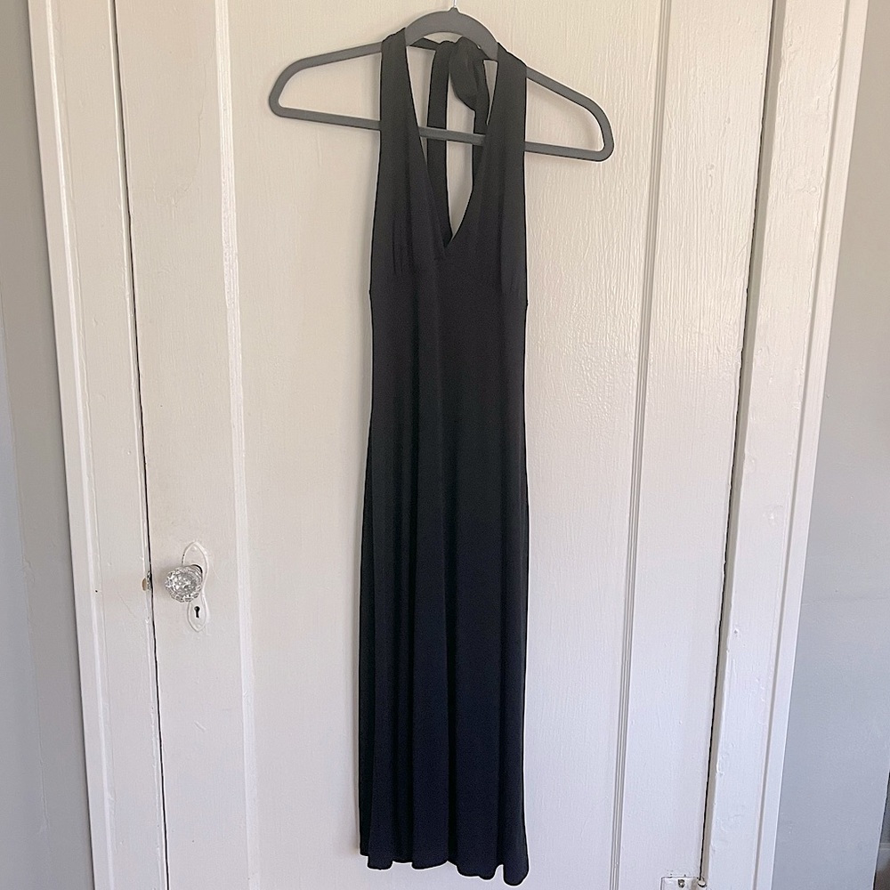 Banana Republic Black Midi Halter Dress